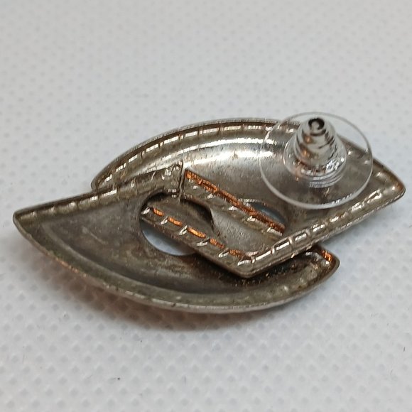 1980s Vintage Retro Shimmering Green/Blue/Gray Enamel Pierced Earrings #35W - Picture 11 of 14